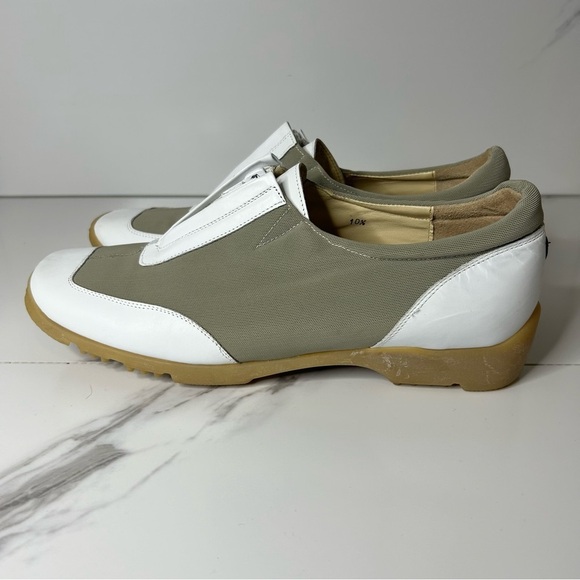 Walter Genuin Linea Stretch Made in Italy White and Tan Zip-Up Shoes Size 10.5 - Picture 4 of 7